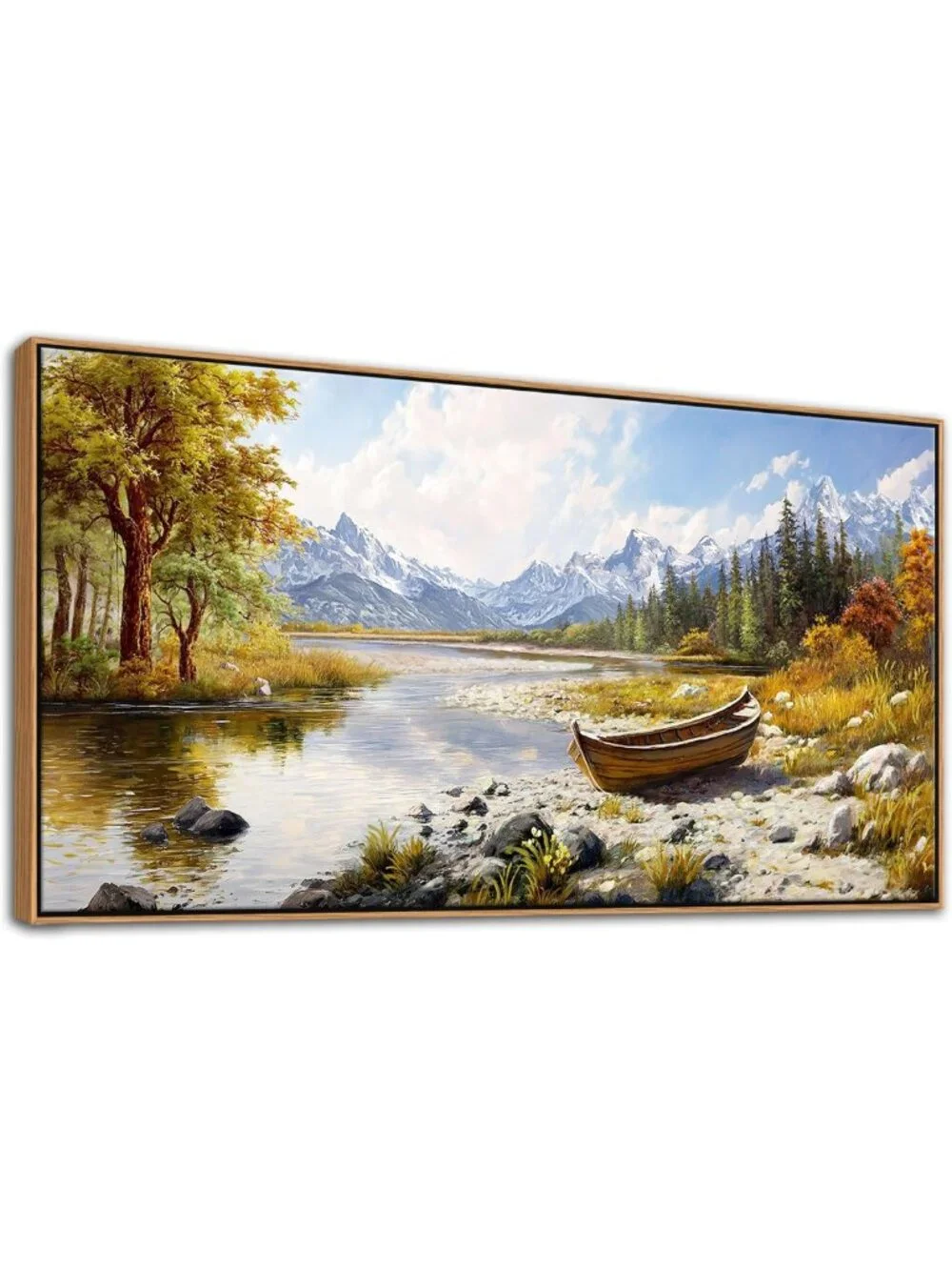 Large Fall Mountain Landscape Canvas Art - Framed Nature Wall Decor for Living